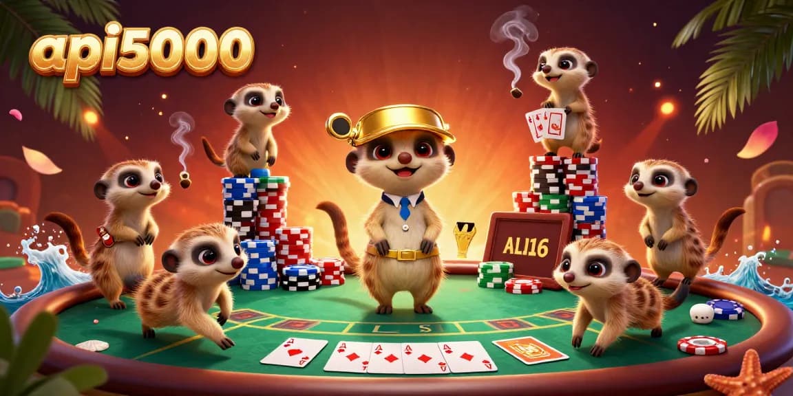 api5000 meningkatkan taruhan di kasino dengan koloni meerkat bermain kartu dan chip