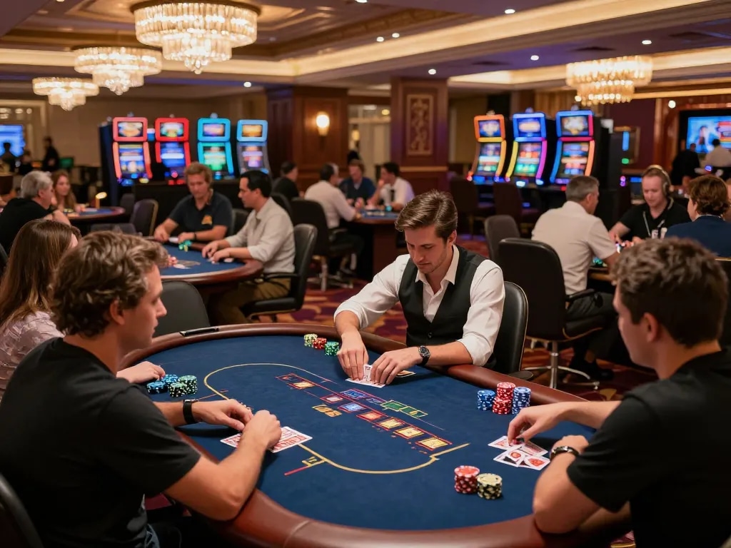 A player at king33 strategically placing bets at a luxurious poker table, showcasing an engaging casino atmosphere.