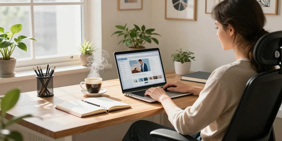 Orang bekerja di kantor rumah modern, menciptakan suasana produktif untuk halte4d.