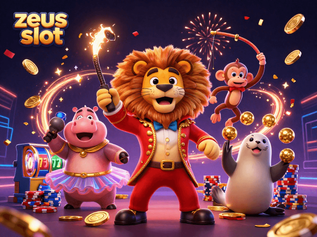 Play zeus slot with a dazzling scene featuring lively characters and vibrant gambling elements.