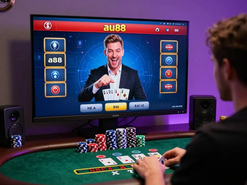 Player enjoying a thrilling blackjack game on au88 platform, showcasing interactive gameplay.