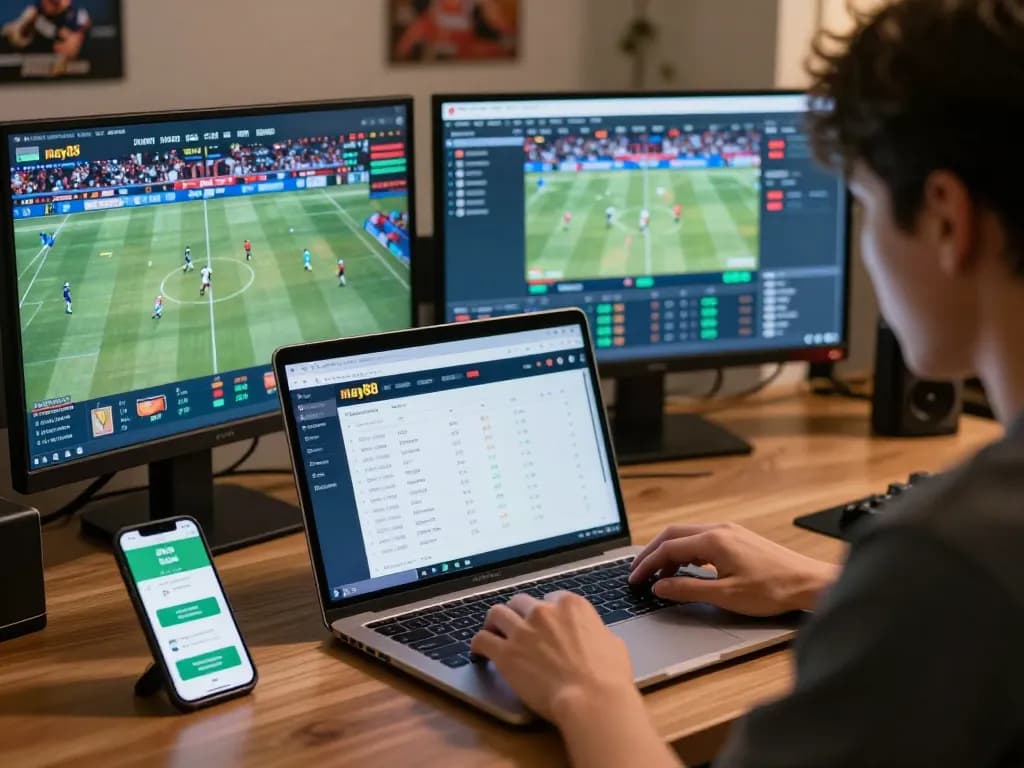 Experience live sports betting excitement with may88 on multiple screens showcasing real-time odds.