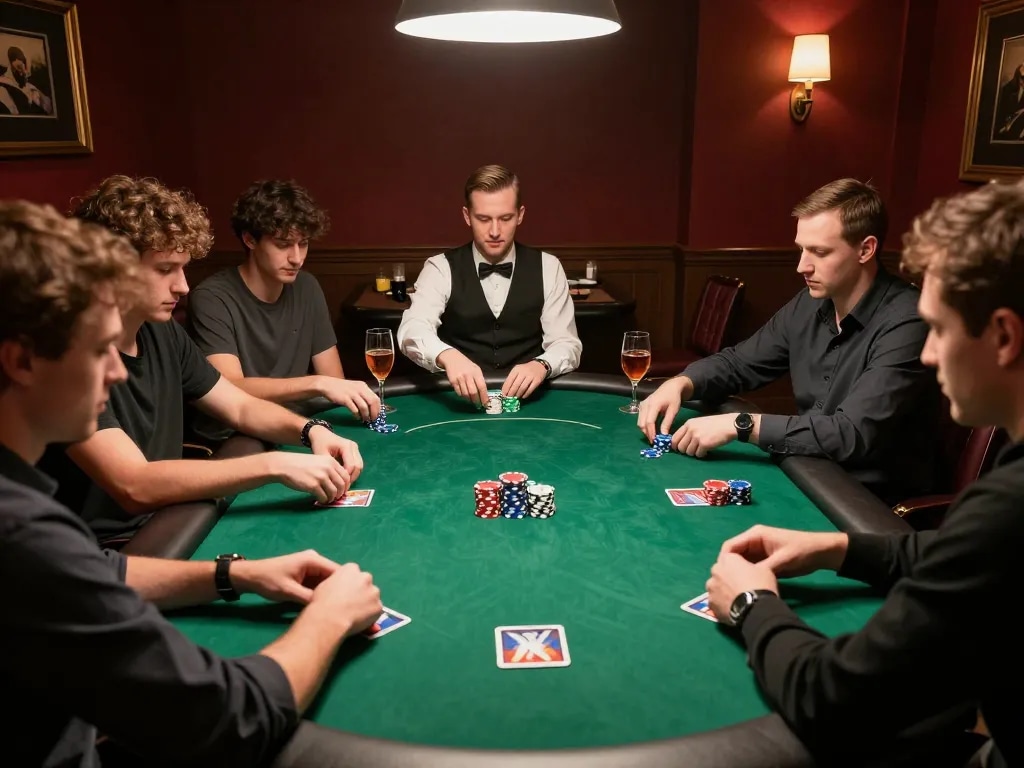 Hubet players engaged in a thrilling poker game night, showcasing strategic moves and rich atmosphere.