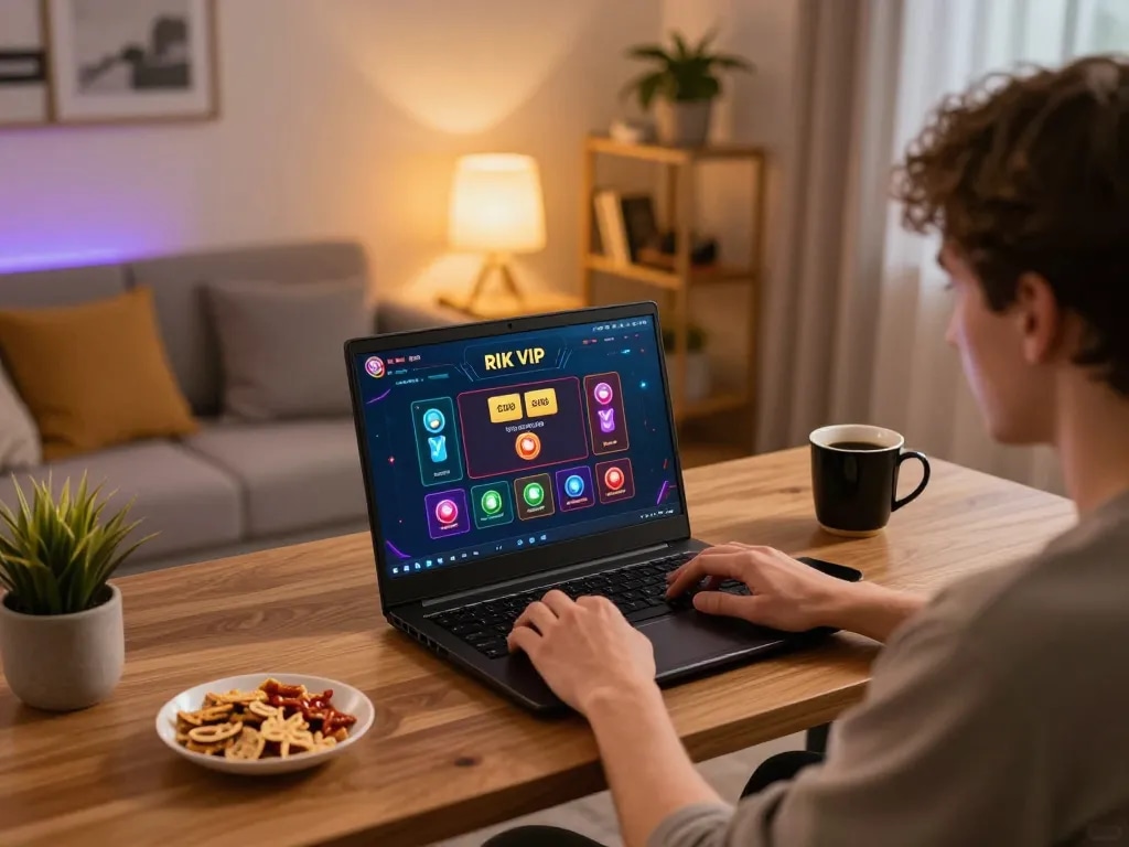 Engaging user experiences with the rik vip casino app on a cozy home gaming setup.
