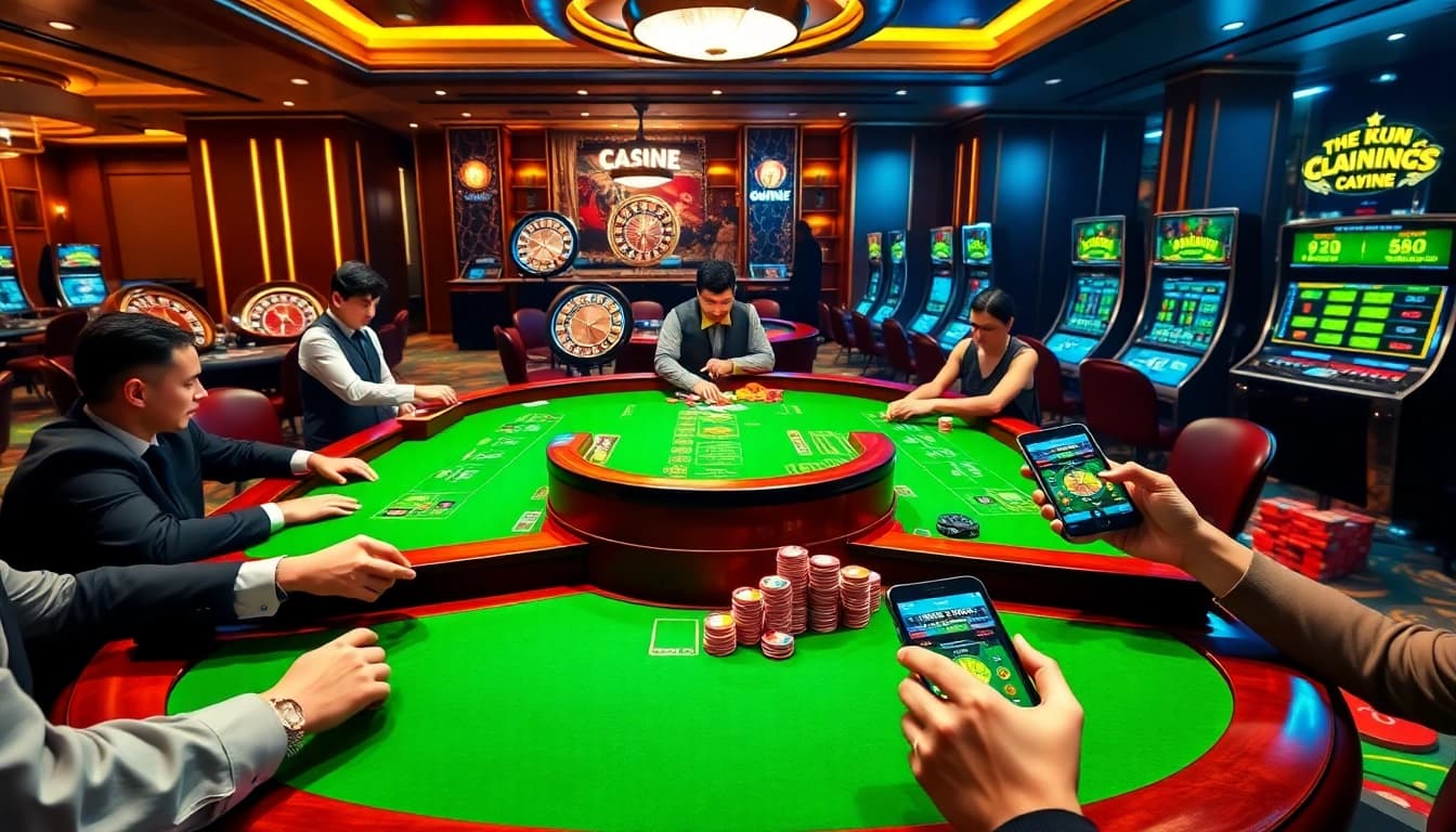Players placing strategic bets at a luxurious Nhà cái uy tín live dealer casino table with vibrant chips