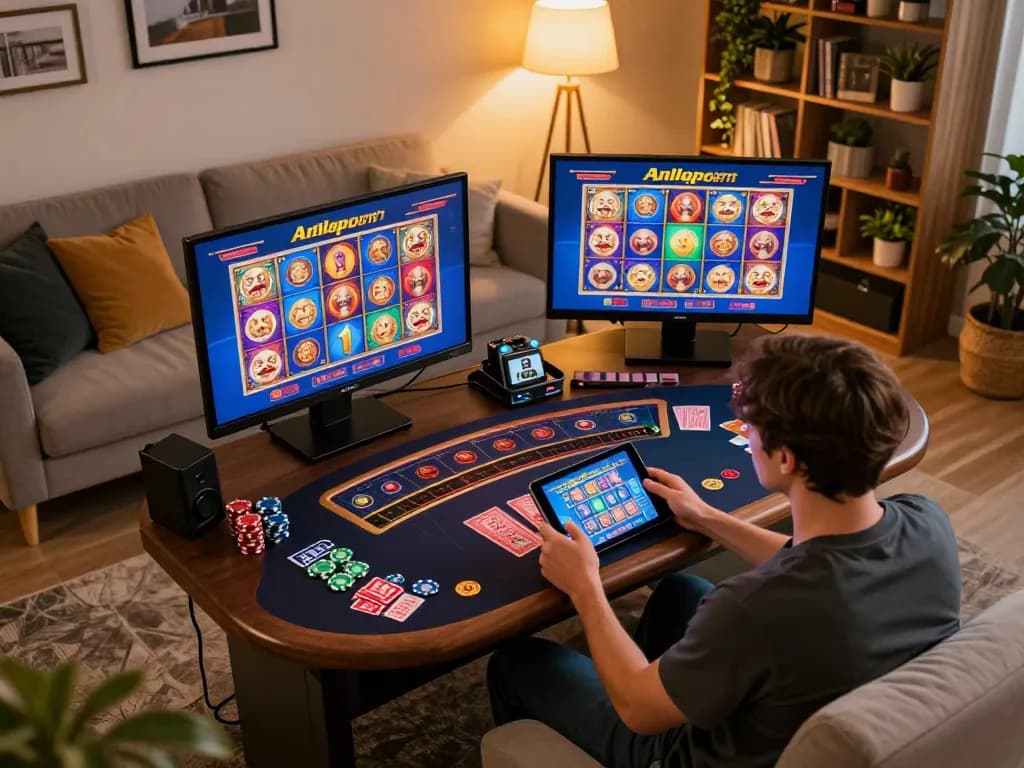 Engaging gameplay experience on 888newcasino com with colorful slots visible on tablet screen