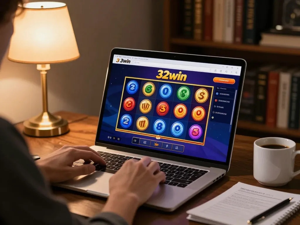 Experience thrilling gaming with 32win as you engage in online slots, surrounded by a cozy atmosphere.