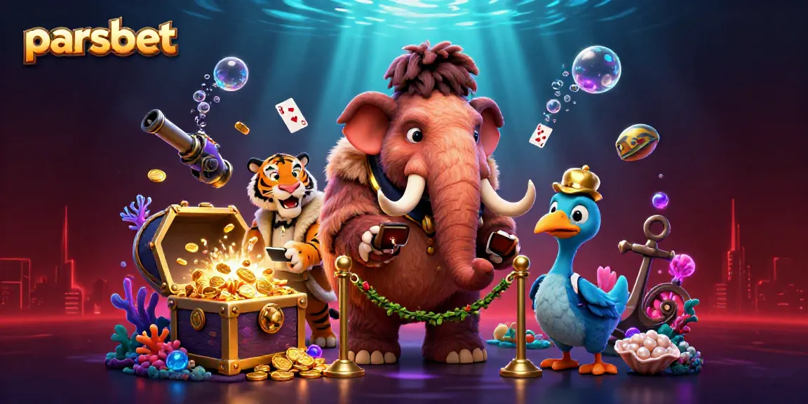parsbet platformunda geçerli biletleri kontrol eden 3D mamut, VIP misafiri aslan ve kapıcı dodo kuşu
