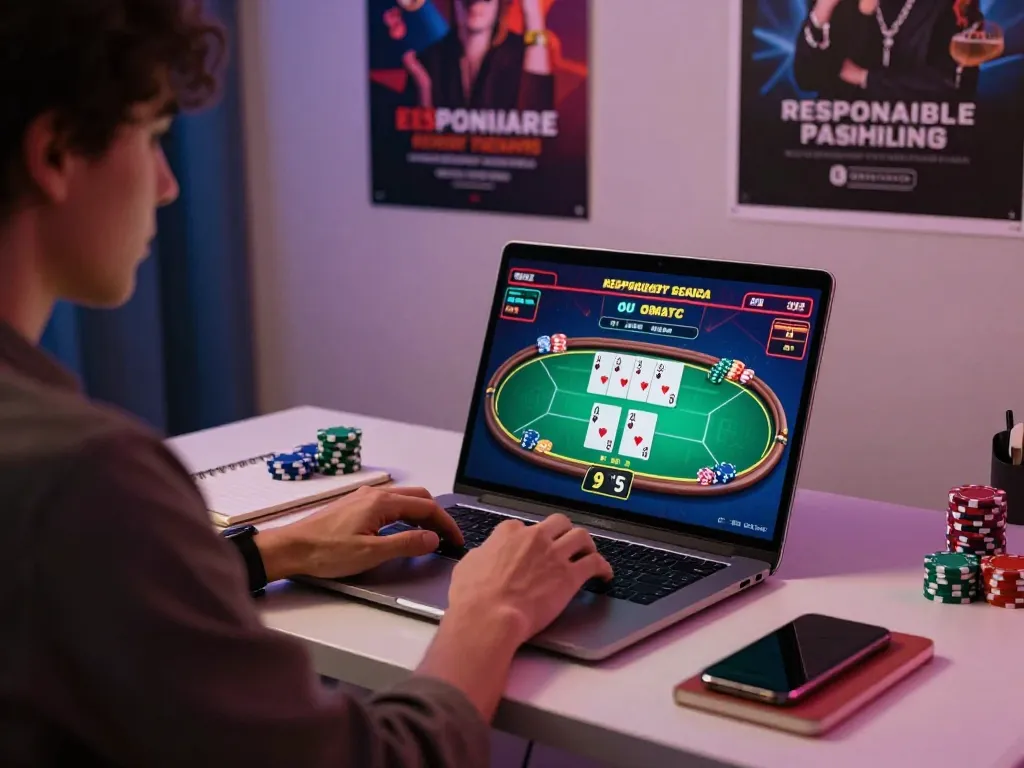 Engaging online poker gaming session on 9bet with chips and cards visible