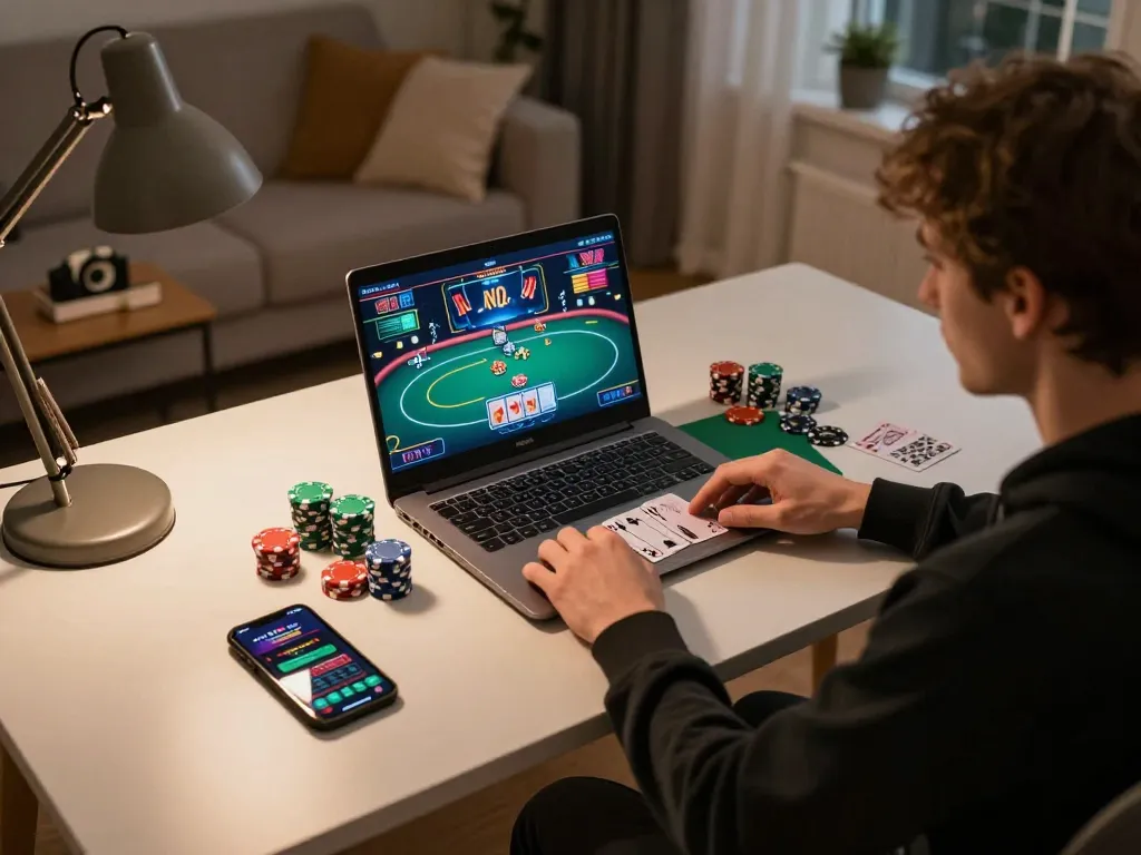 Engaged player enjoying an online poker game with 88aa strategy elements on screen.