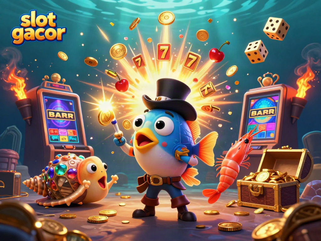 Engage with the exciting slot gacor theme featuring glowing coins, jackpots, and captivating sea creatures.