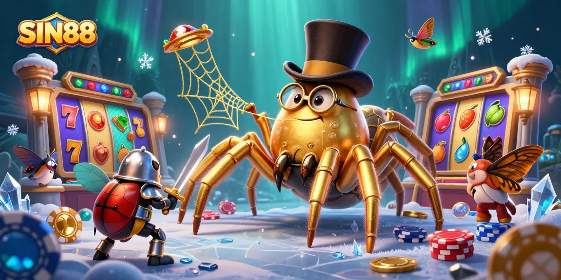 SIN88 players spin slot reels filled with lucky symbols in this vibrant casino scene.