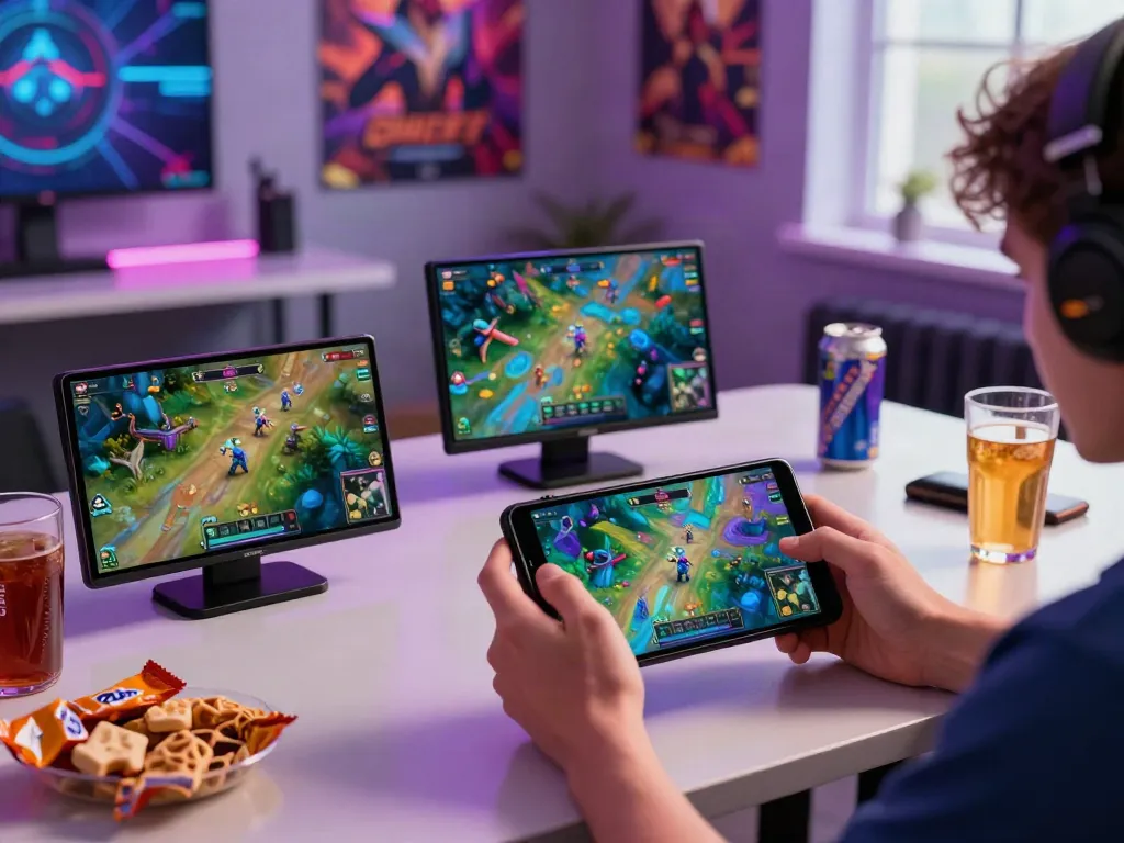 Exciting ORION88 gaming experience with a player engaged in gameplay on a mobile device amidst colorful graphics and vibrant atmosphere.