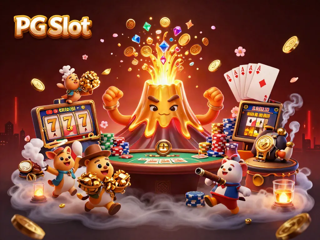 Experience thrilling spins with PG Slot in a vibrant 3D art scene of treasure and adventure.