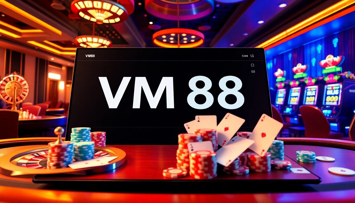 Engaging VM88 online casino interface displaying live betting odds and dynamic roulette wheel spin
