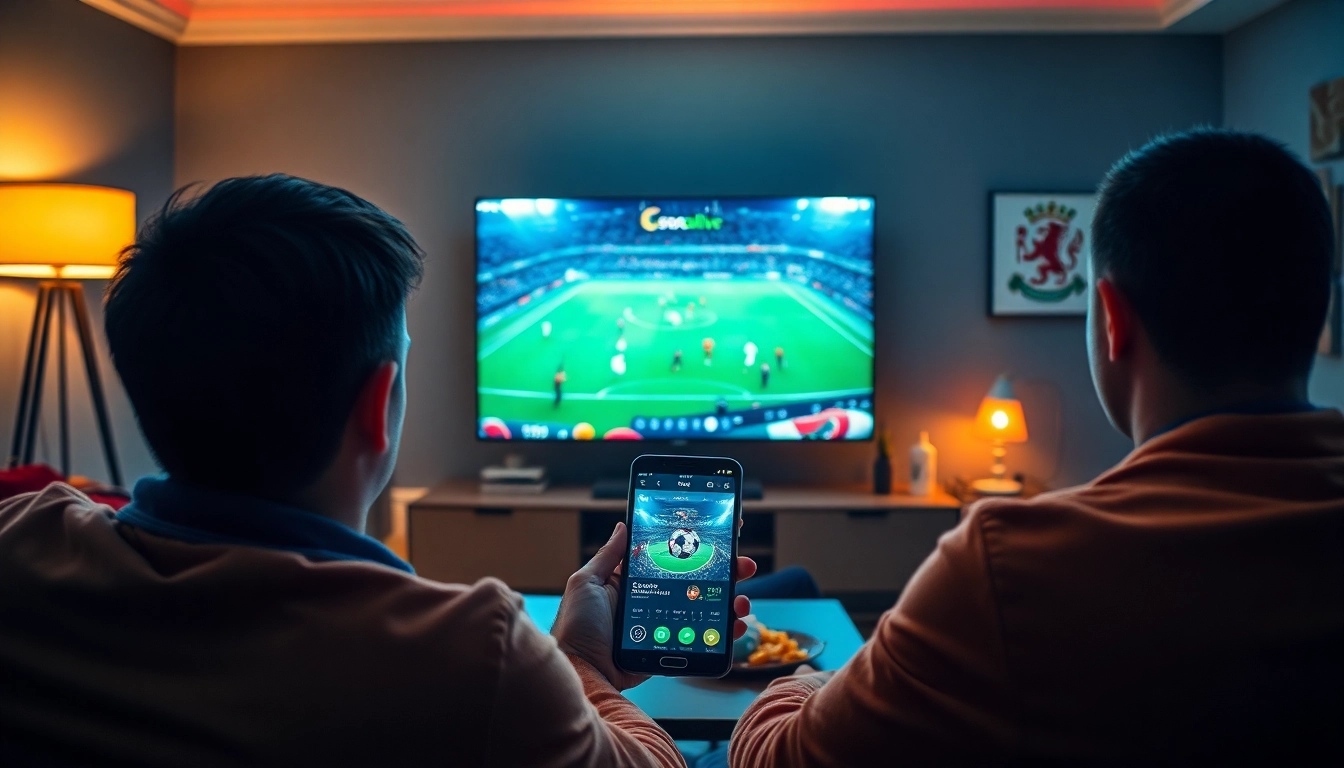 Socolive.com.co offers high-quality live football streaming, showcasing an excited viewer in a vibrant setting.