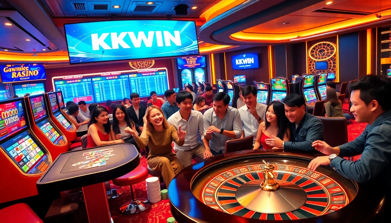 Kkwin players engaging in thrilling casino games at a modern, luxurious gaming interface.