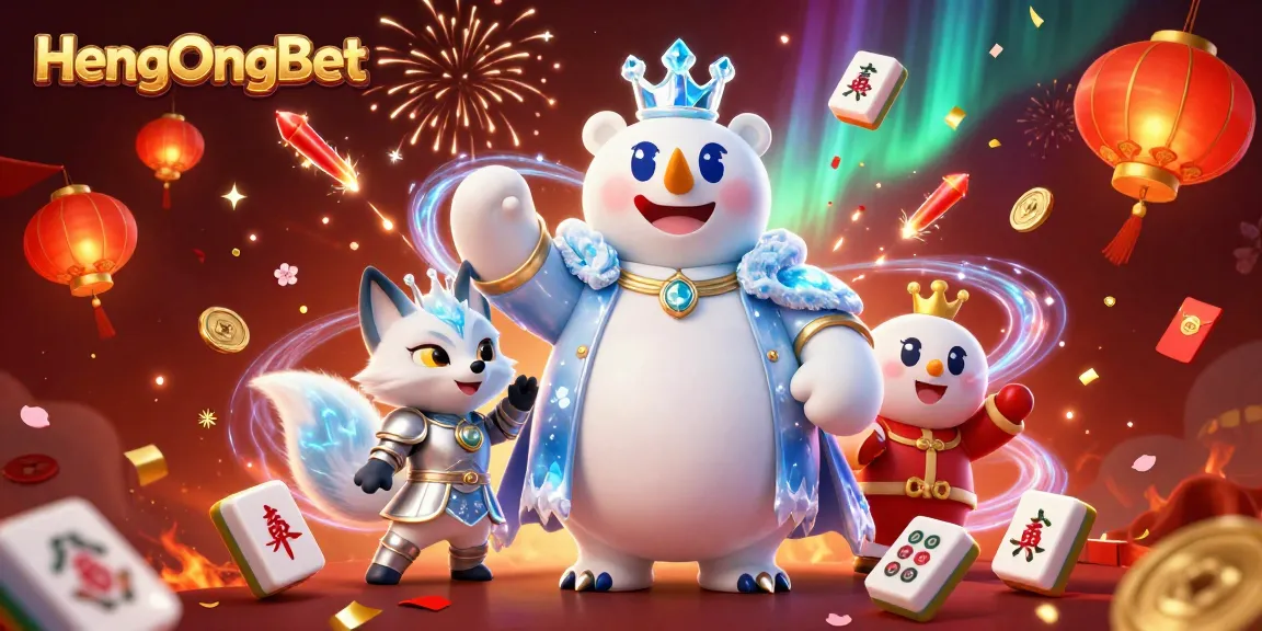 Engage with HengOngBet in a festive gaming atmosphere filled with rich casino elements and vibrant characters.