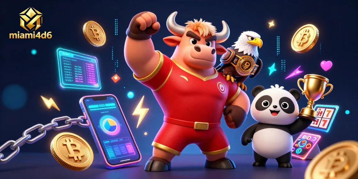 Engaging illustration highlighting miami4d6's gaming realm, featuring dynamic casino characters and digital assets.