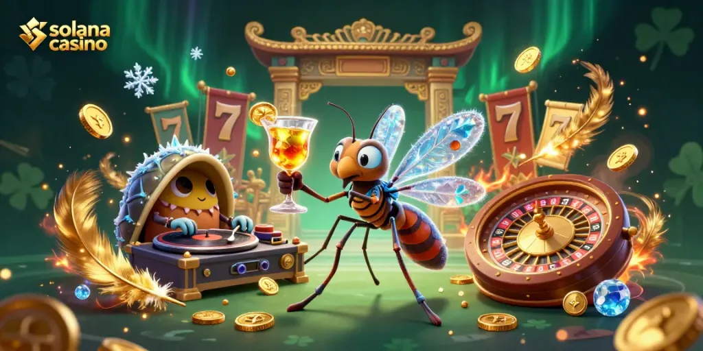 Experience the excitement of a solana casino with vibrant characters and rich game details.