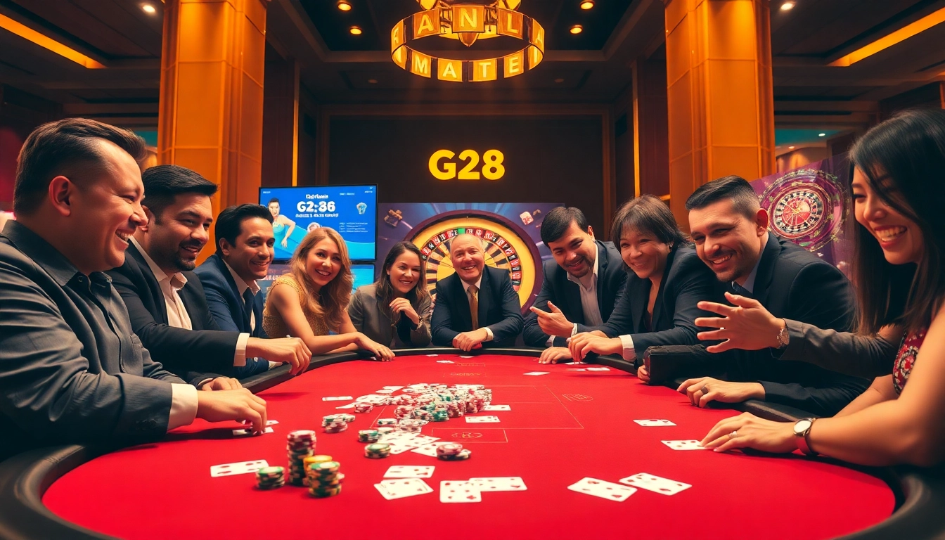 Exciting gameplay at g28-offical.com poker table with colorful chips and cards.