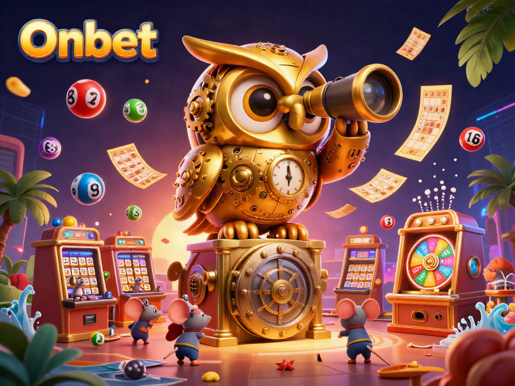 Engage in thrilling gameplay at Onbet, with vibrant casino elements and dynamic characters.