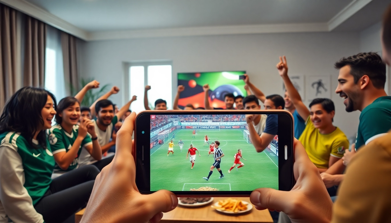 Cakhia TV broadcast bringing football fans together in a lively living room.