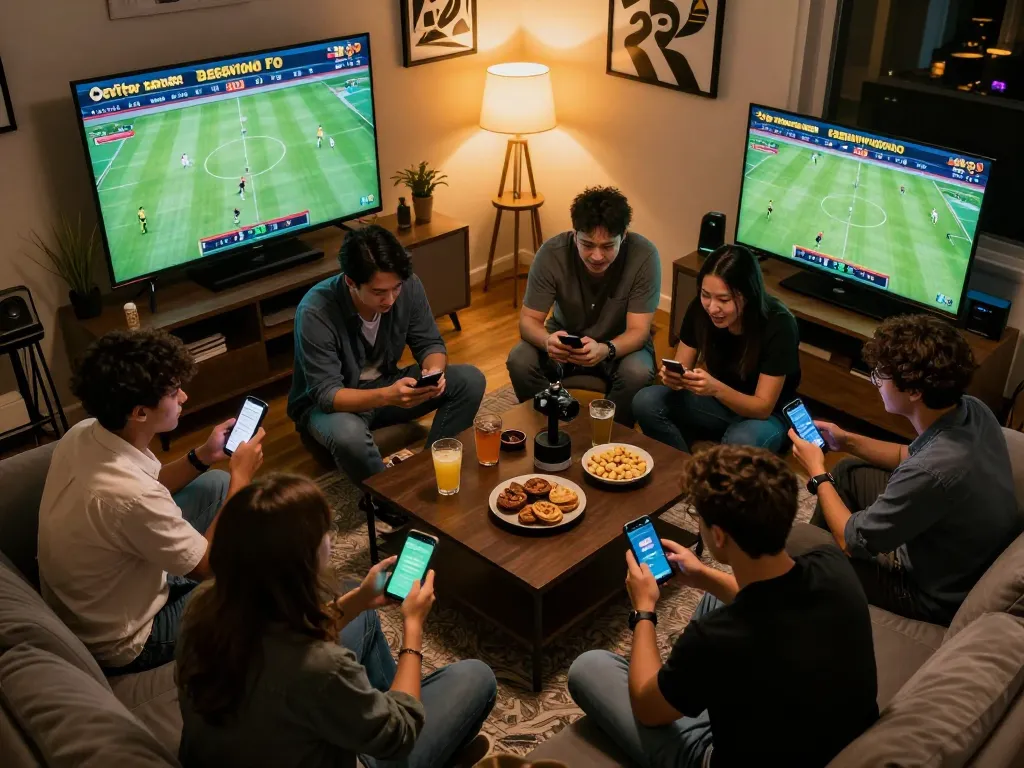 Exciting sports betting atmosphere with friends using kp88 bio for betting live during games