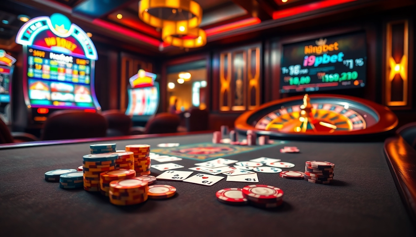Experience the excitement of i9bet at a luxurious casino table filled with colorful chips and cards.