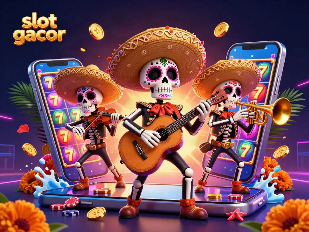 Engage with slot gacor action surrounded by vibrant slot game elements and mariachi characters.