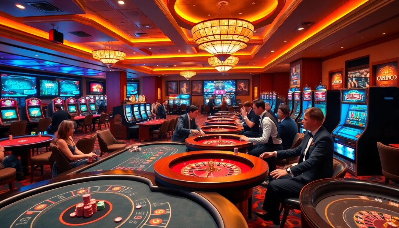 Experience the vibrant gaming atmosphere at K9K9 casino with excited players at blackjack tables.