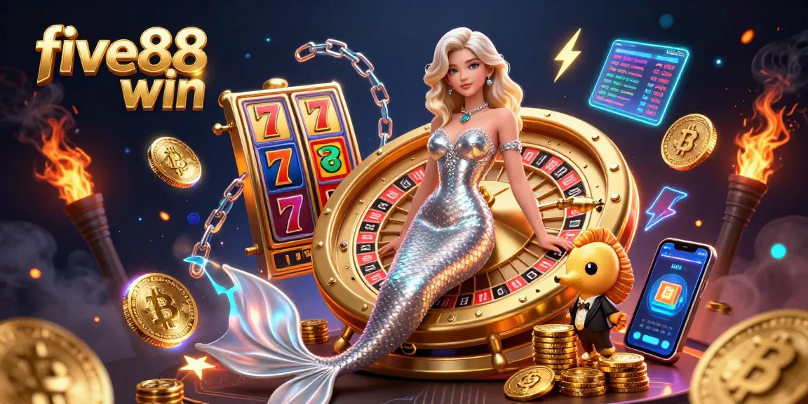 Win big with five88 win as you spin the roulette wheel amidst vibrant casino elements.