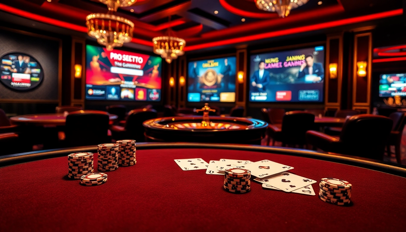 Experience thrilling gameplay at jun88site.com with luxurious casino tables, poker chips, and vibrant lighting.