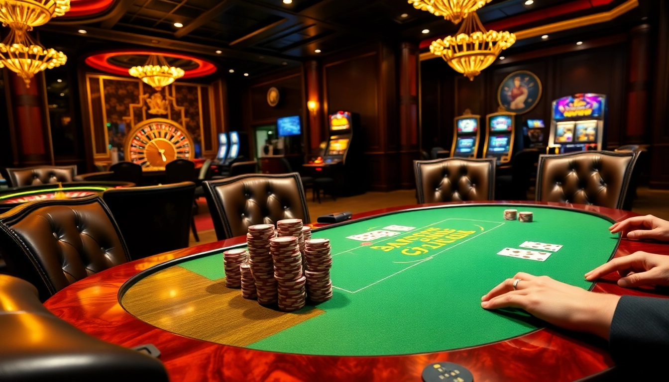 Engage in a thrilling poker game at five88, showcasing vibrant chips and intense players.