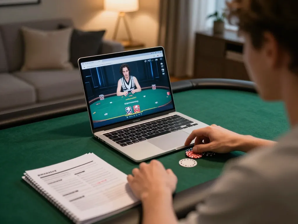 Player strategizing at a comfortable home setup for TOP nhà cái uy tín gameplay.
