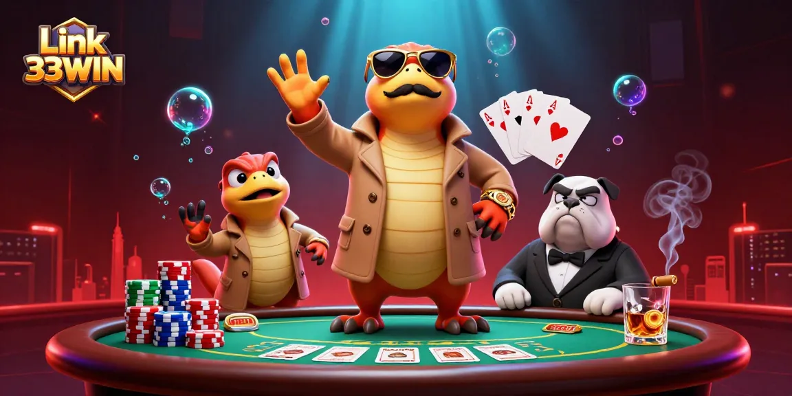 Experience thrilling gameplay action at Link 33WIN with engaging casino elements in a vibrant scene.
