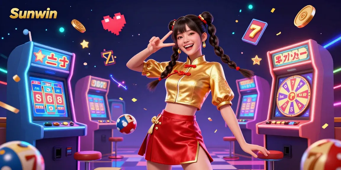 Engage with Sunwin's vibrant casino scene filled with exciting slot games and energetic characters.
