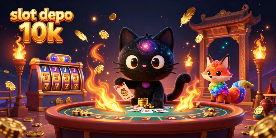Engage in thrilling gameplay with slot depo 10k at a cosmic casino featuring a black hole cat.