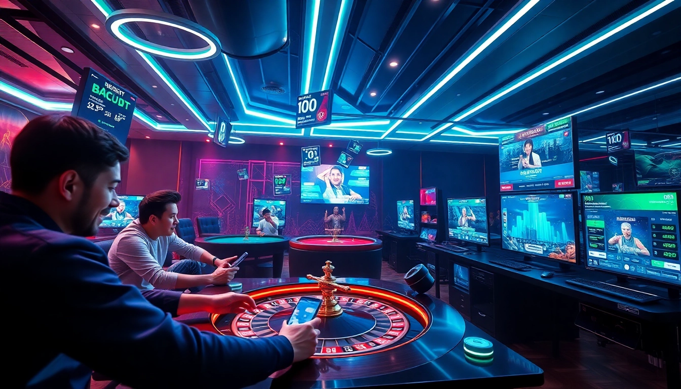 An exciting online gambling scene at 789F, featuring players enjoying live games and esports betting on modern interfaces.