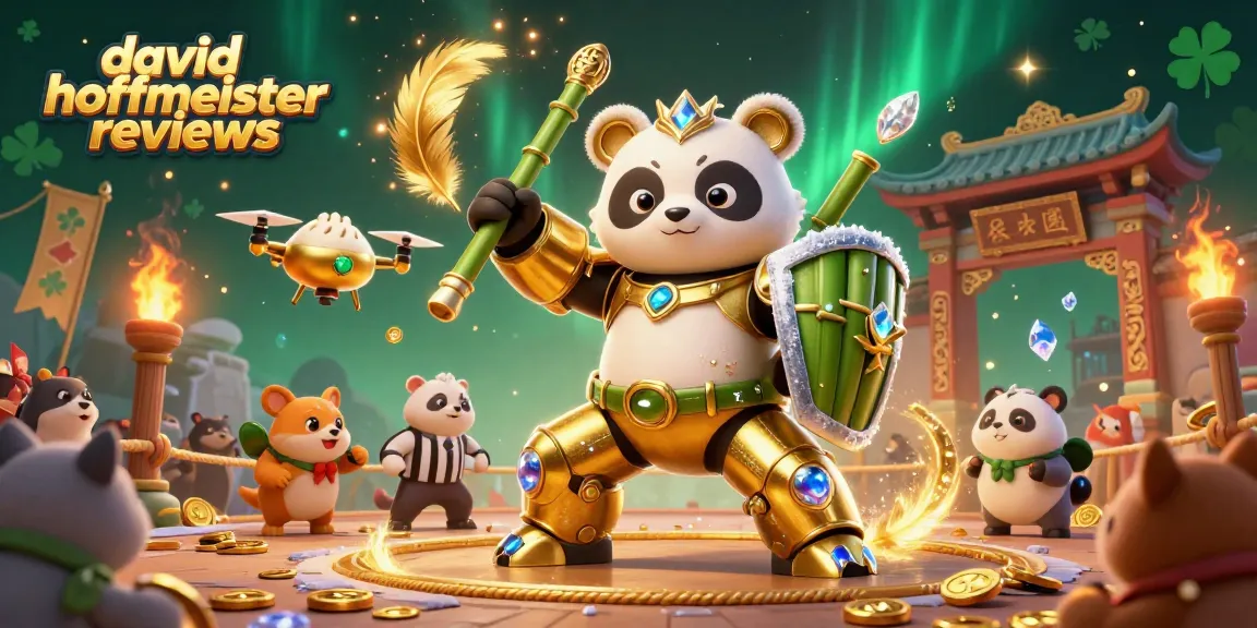 Engaging scene from david hoffmeister reviews showcasing a golden panda battling in a vibrant online casino arena.