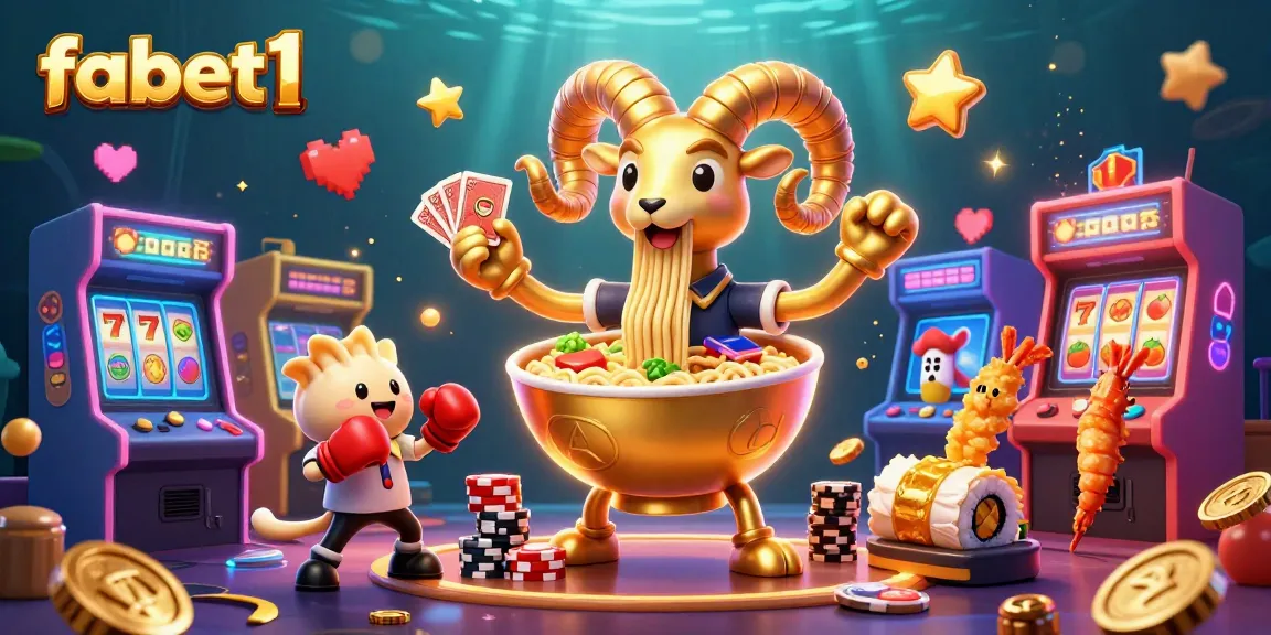 fabet1 features a lively 3D illustration with characters and casino game elements, showcasing engaged gameplay.