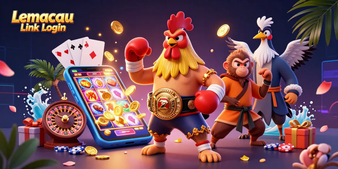 Lemacau Link Login showcases vibrant casino action with characters and dynamic gaming elements.