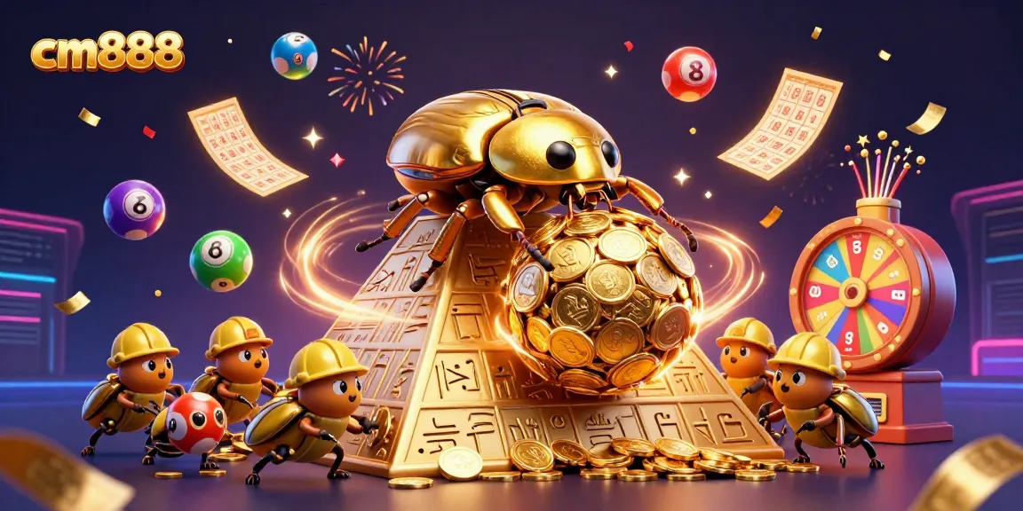 Bettors enjoying cm888 with colorful lottery balls, spinning prize wheels, and festive elements in a vibrant casino scene.