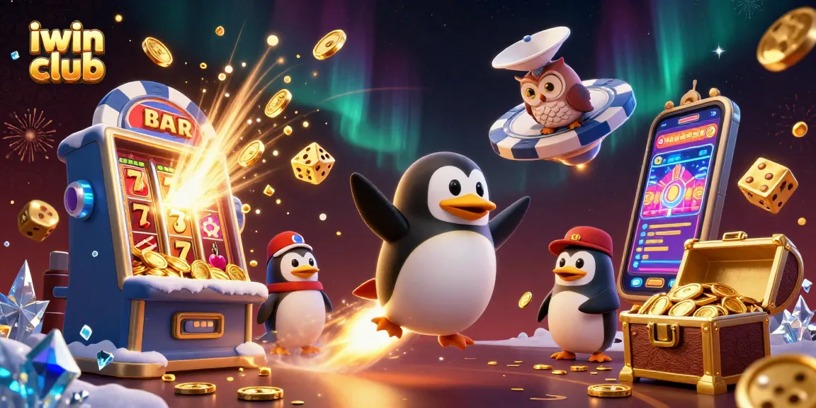 Experience thrilling gameplay at iwin club with vibrant illustrations of slot machines and jackpots.