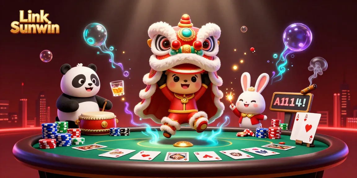 Experience thrilling gameplay with Link Sunwin, featuring dynamic poker action amidst festive decorations.