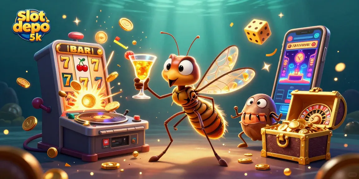 Engage with dynamic slot depo 5k gaming illustrated in vibrant 3D art form featuring unique casino characters.