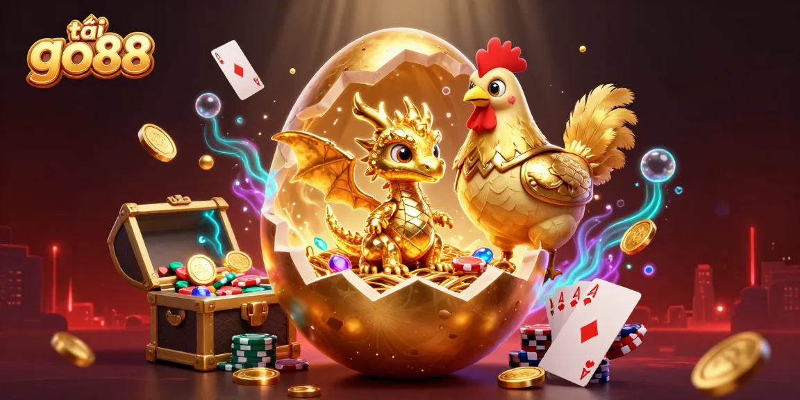 Engage in exciting gameplay with tải go88, featuring golden dragon, poker chips, and glowing casino elements.