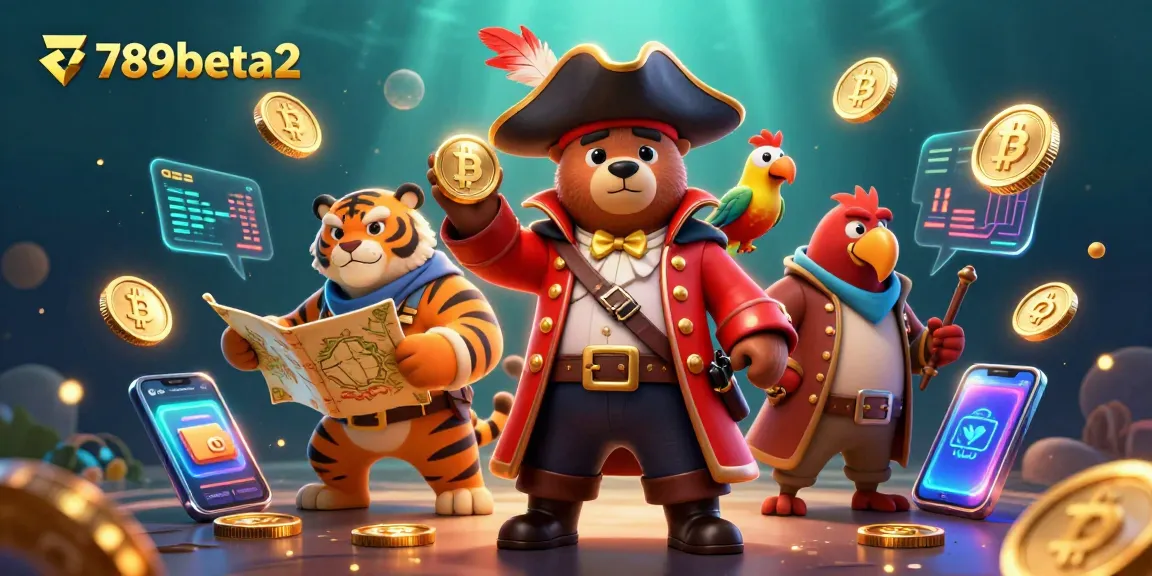 Engage in thrilling games at 789beta2 casino with vibrant characters, crypto elements, and rich details.