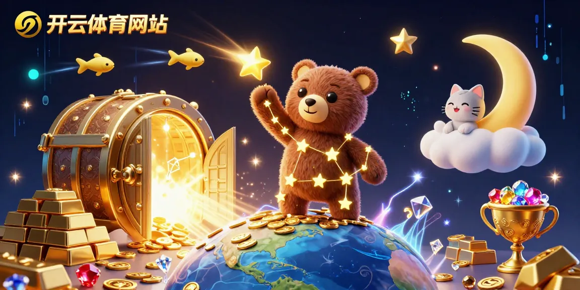 在开云体育网址畅玩游戏，赢取金币的3D卡通插图，璀璨夺目，充满活力。